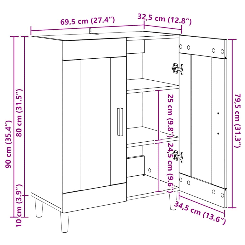 Kreveta Crni hrast 69,5 x 34 x 90 cm Konstruirano drvo