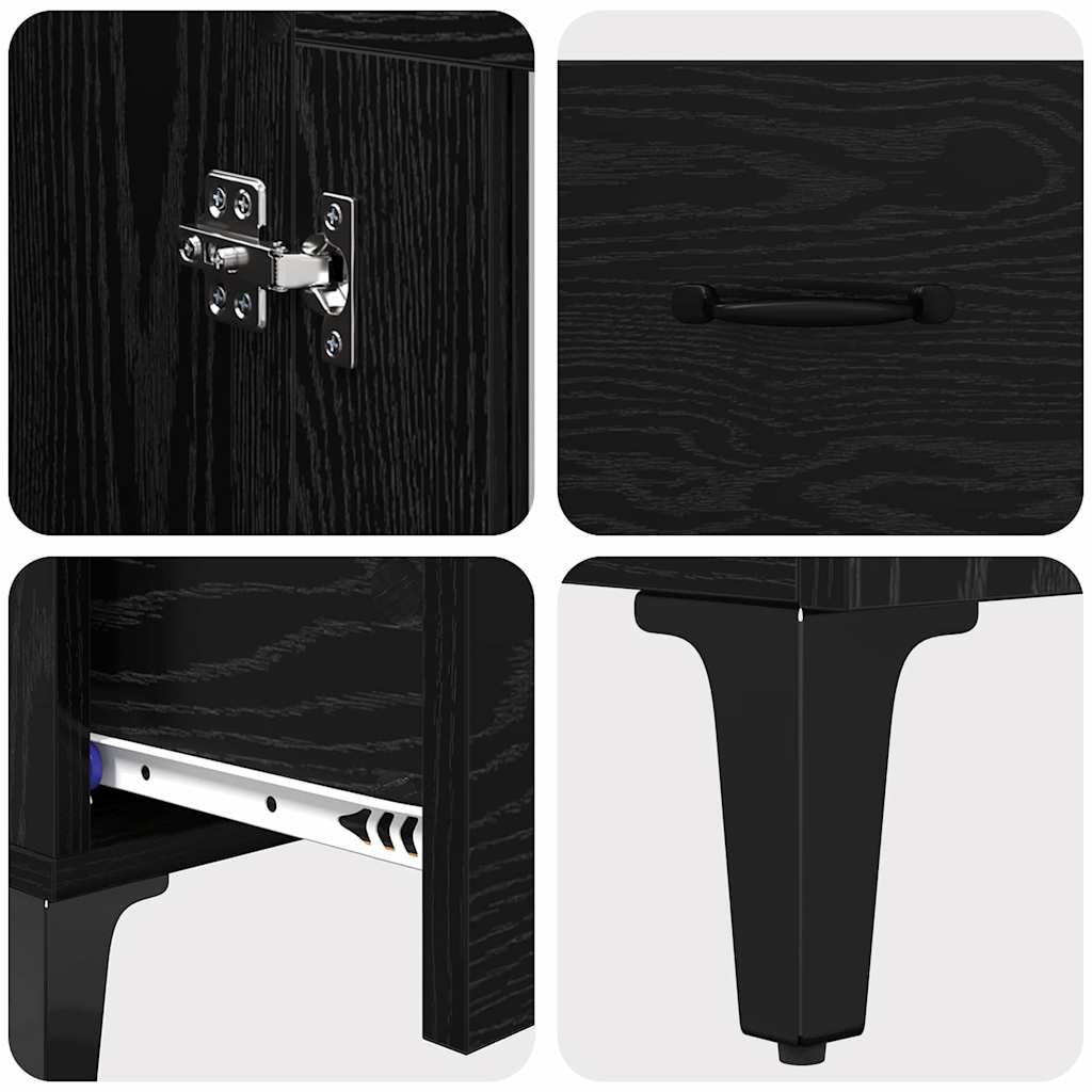 Highboard Crni hrast 70 x 31 x 115 cm Obrađeno drvo i čelik