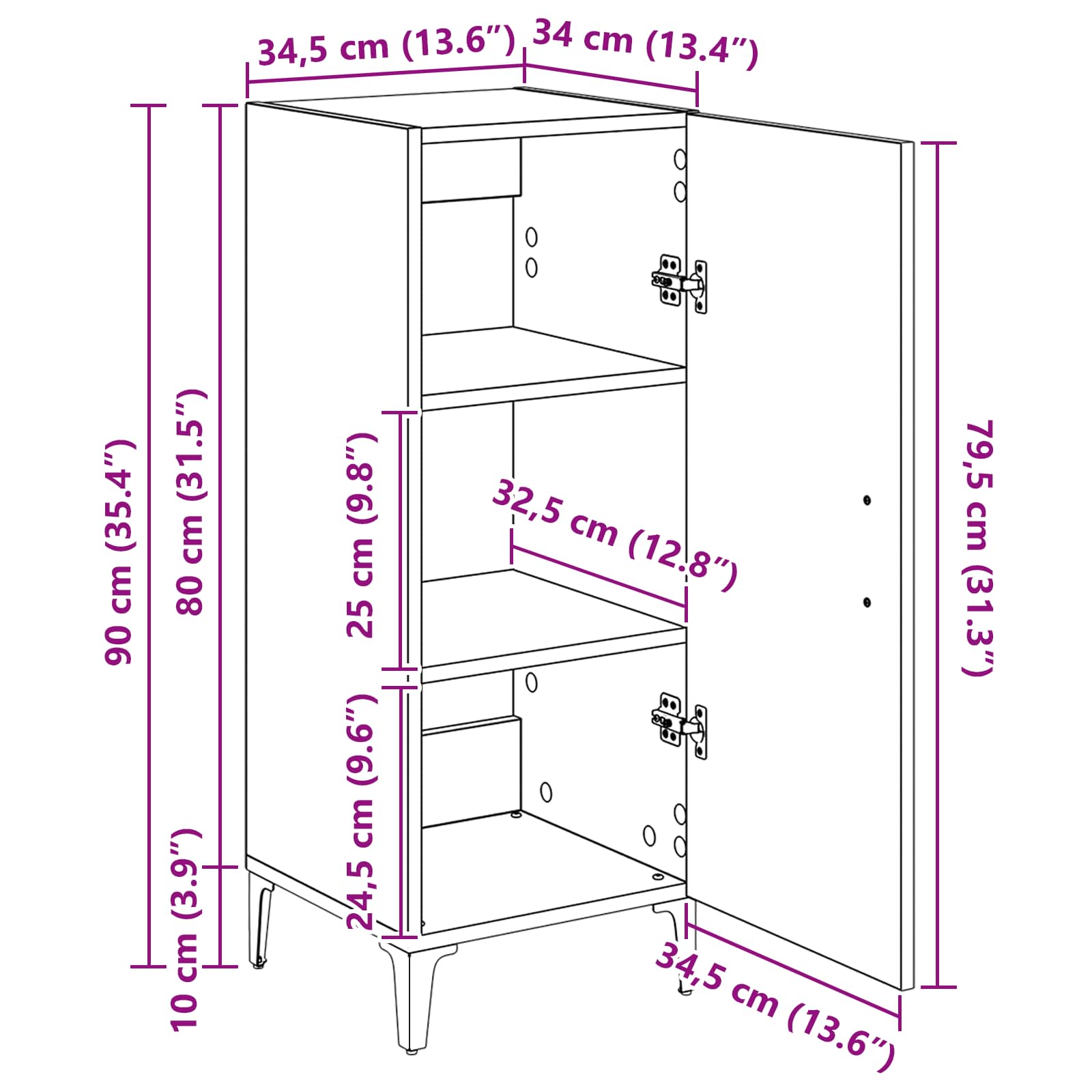 Kreveta Zidne Crni hrast 34,5 x 34 x 90 cm Konstruirano drvo