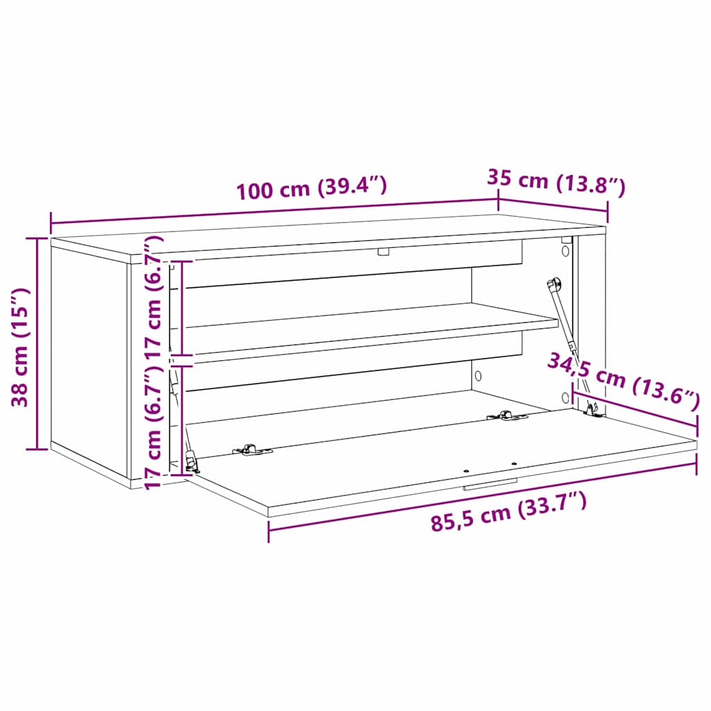 Ormar za cipele Crni hrast 100 x 35 x 38 cm Konstruirano drvo