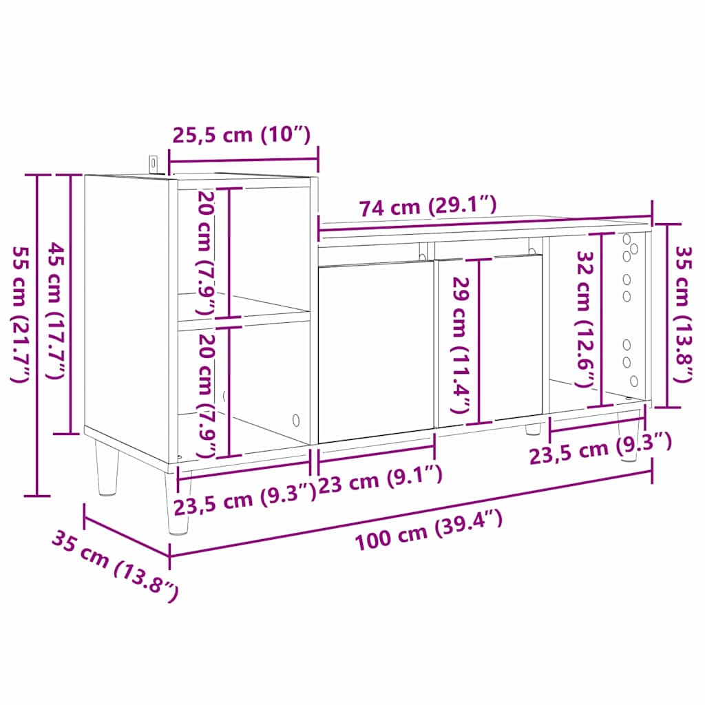TV ormar Crni hrast 100 x 35 x 55 cm Konstruirano drvo