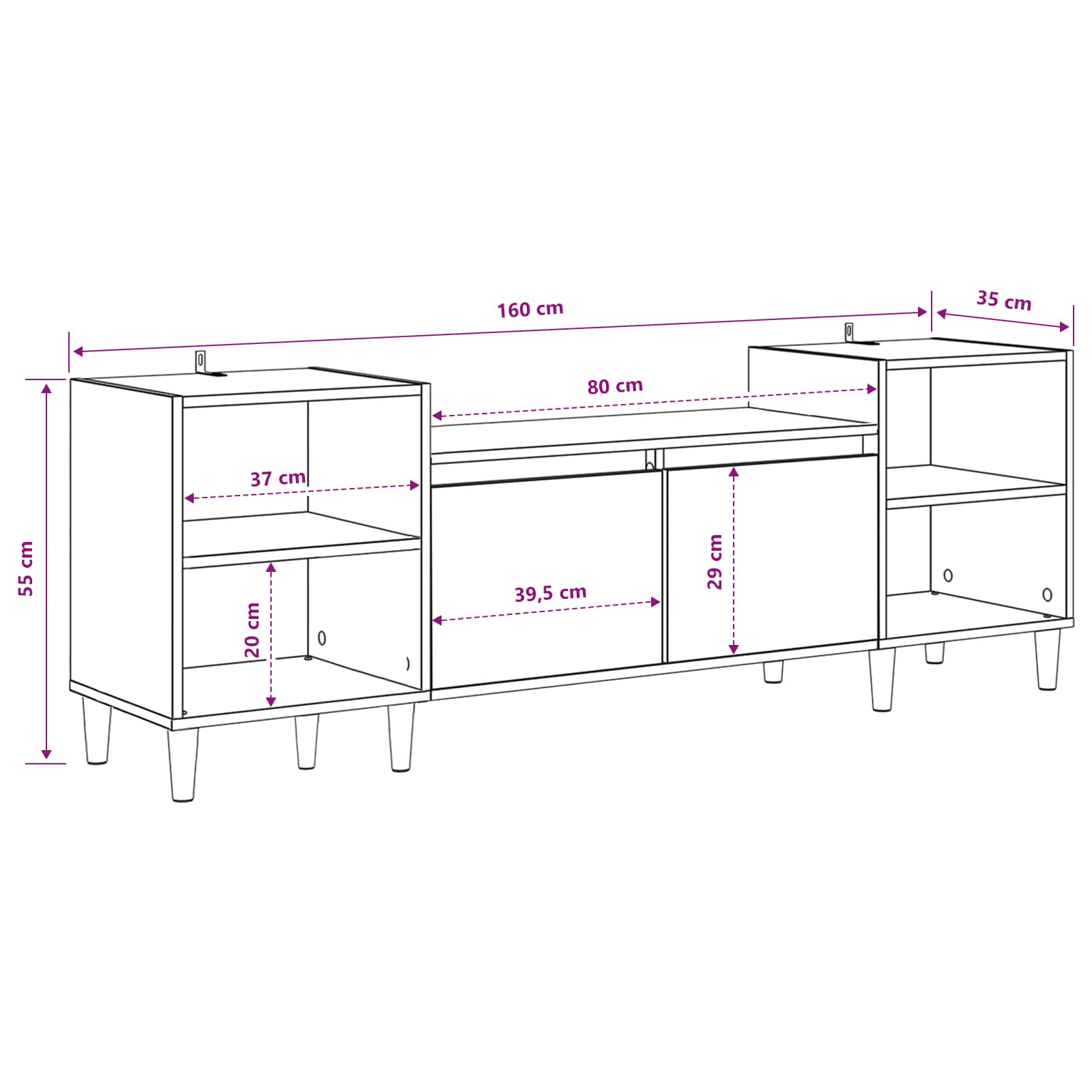 TV ormar Staro drvo 160 x 35 x 55 cm Konstruirano drvo