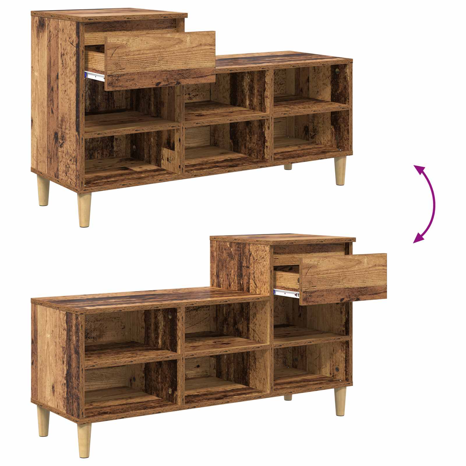 Ormar za cipele Staro drvo 102 x 36 x 60 cm Konstruirano drvo