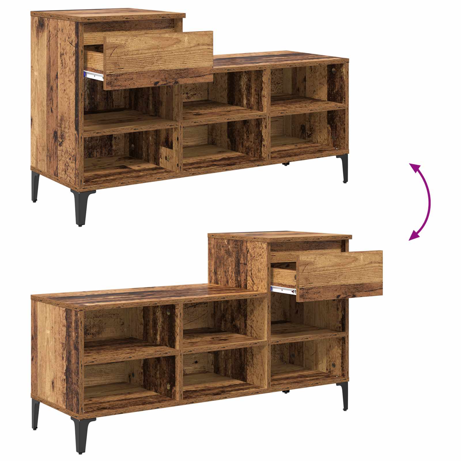 Ormar za cipele Staro drvo 102 x 36 x 60 cm Konstruirano drvo