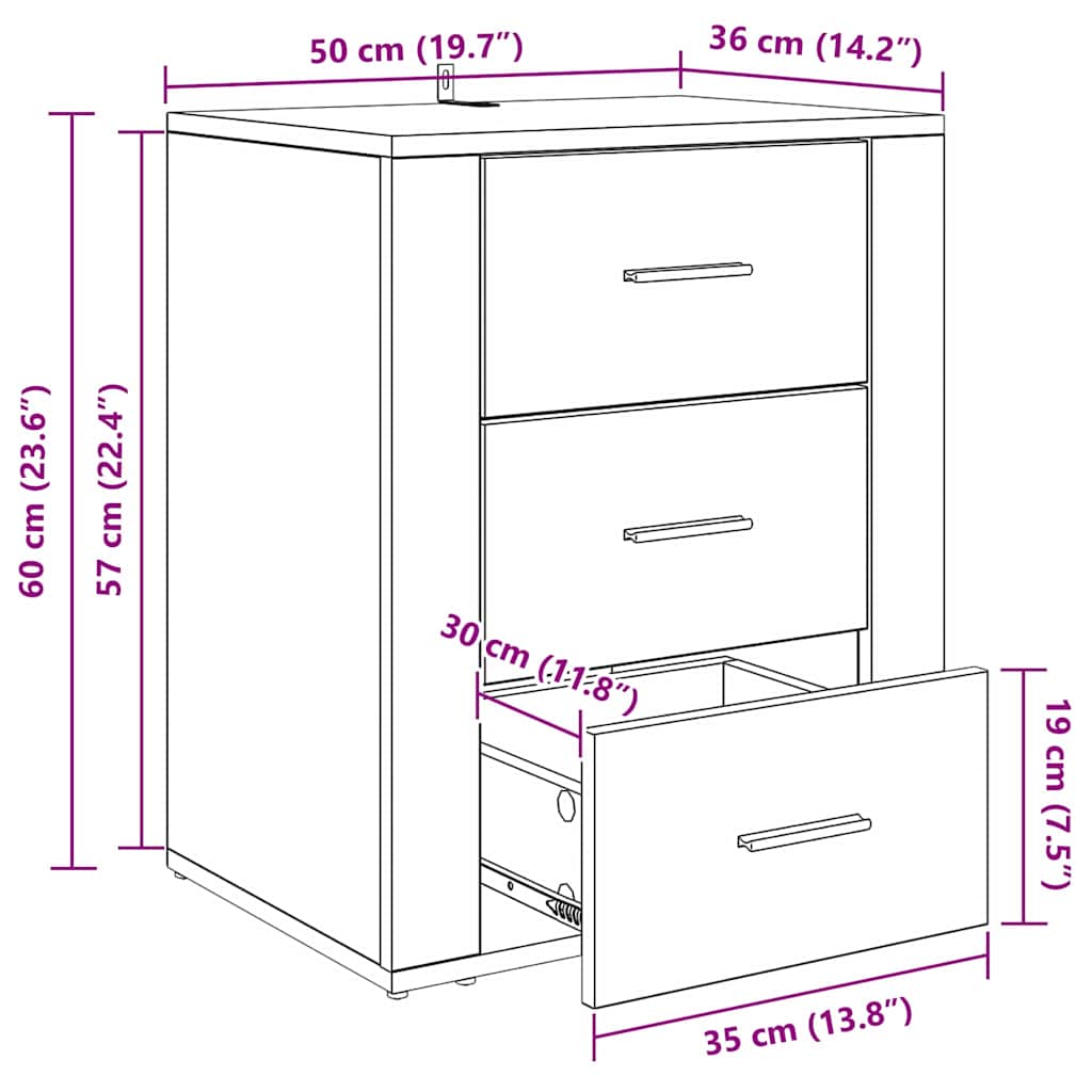 Noćni ormar Staro drvo 35 x 50 x 60 cm Konstruirano drvo