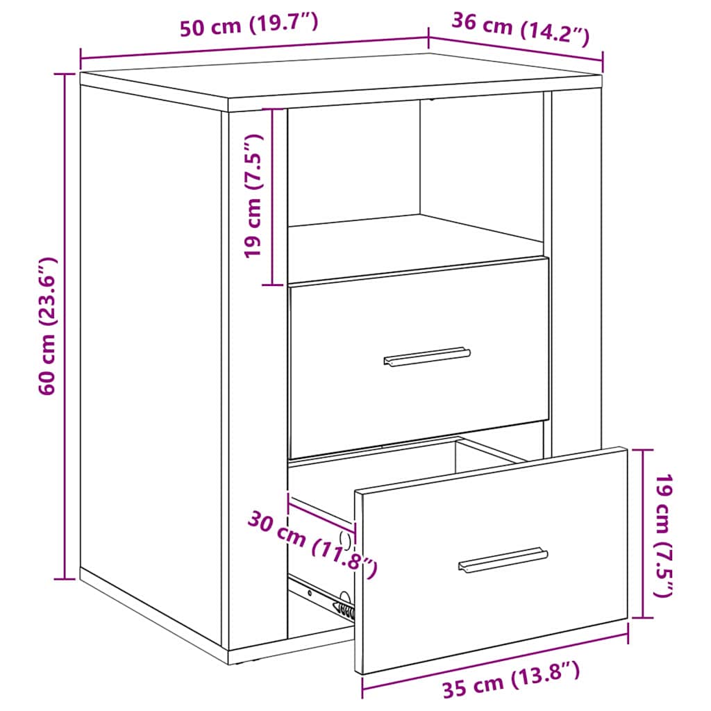 Noćni ormar Staro drvo 35 x 50 x 60 cm Konstruirano drvo