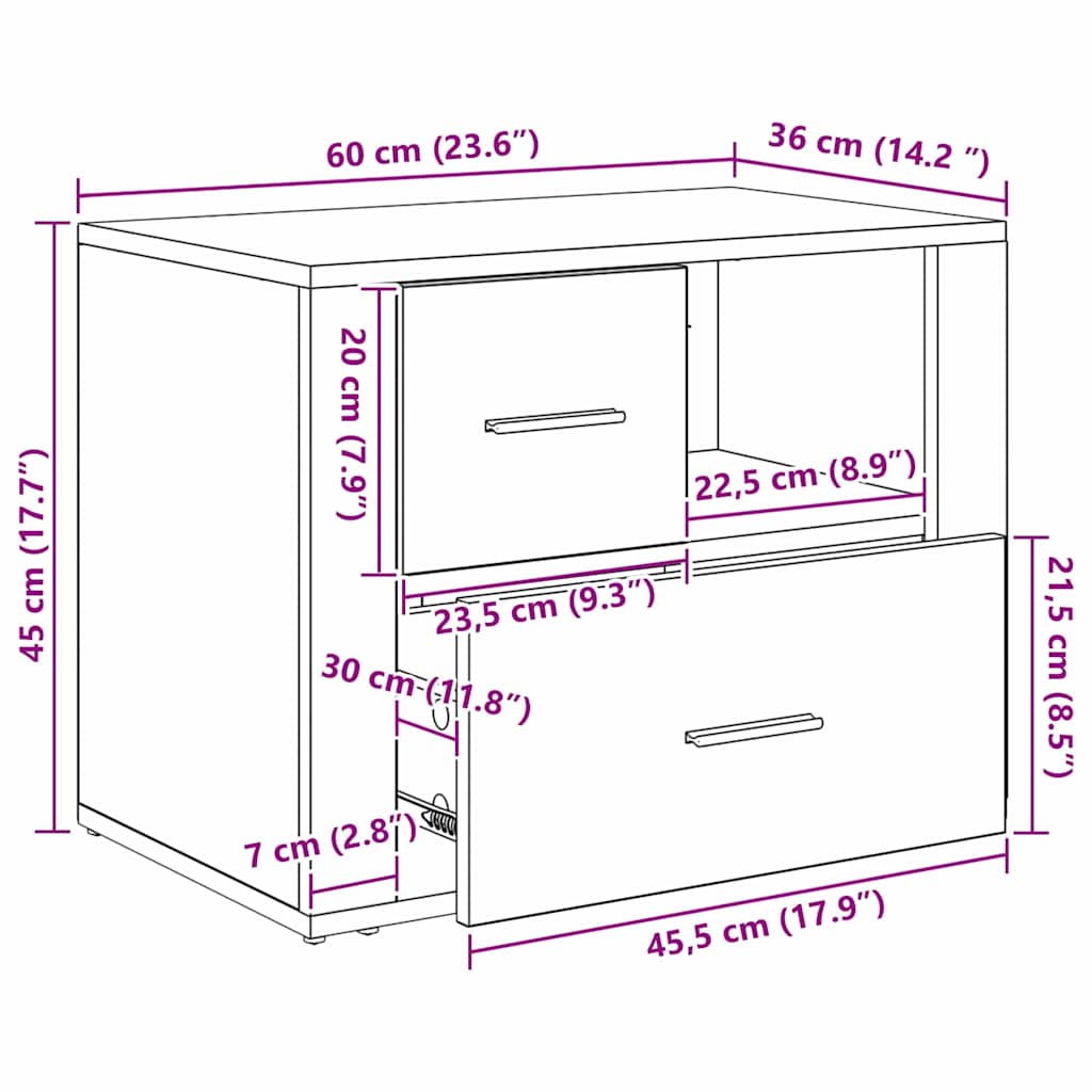 Noćni ormar Staro drvo 35 x 60 x 50 cm Konstruirano drvo
