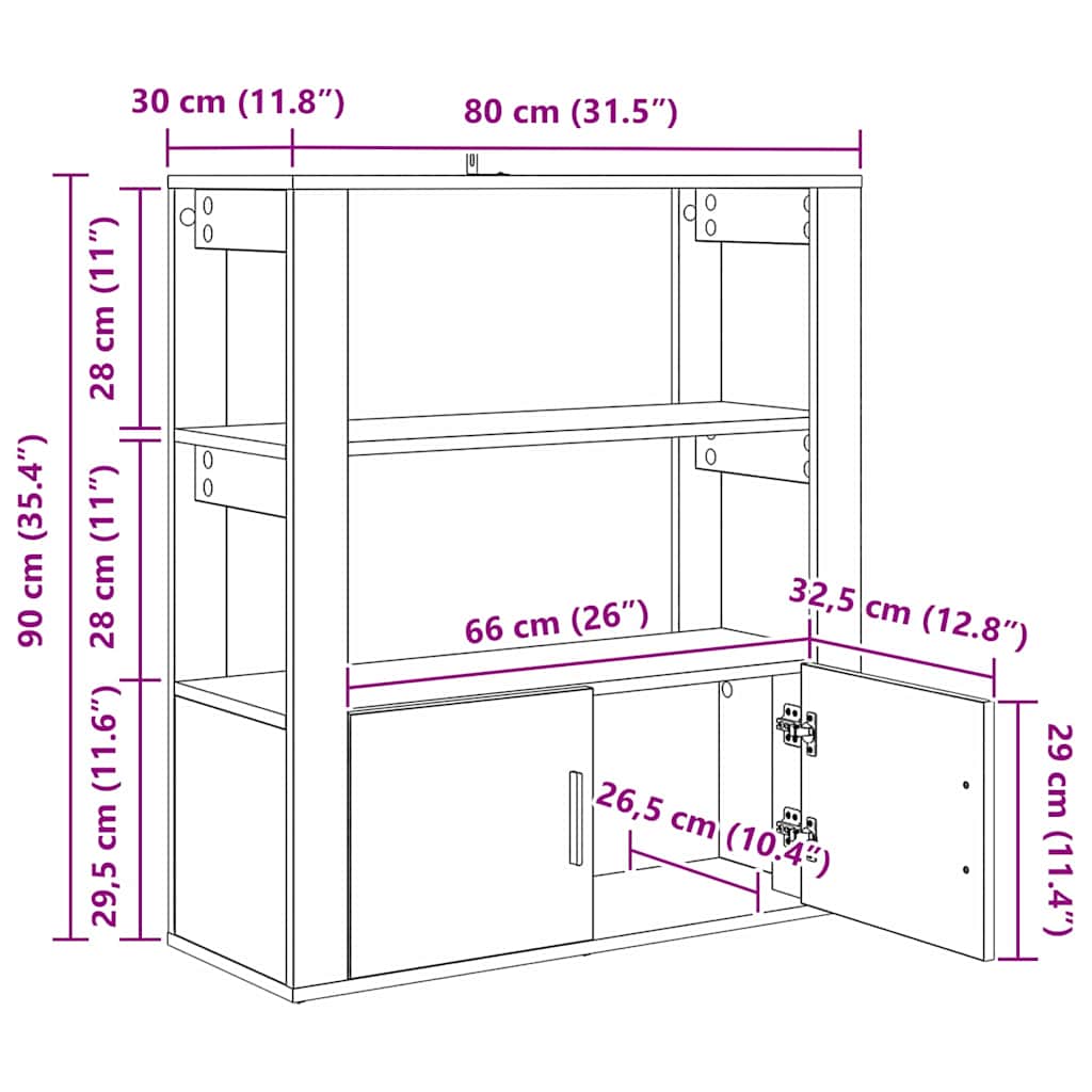 Kreveta Crni hrast 30 x 80 x 90 cm Konstruirano drvo
