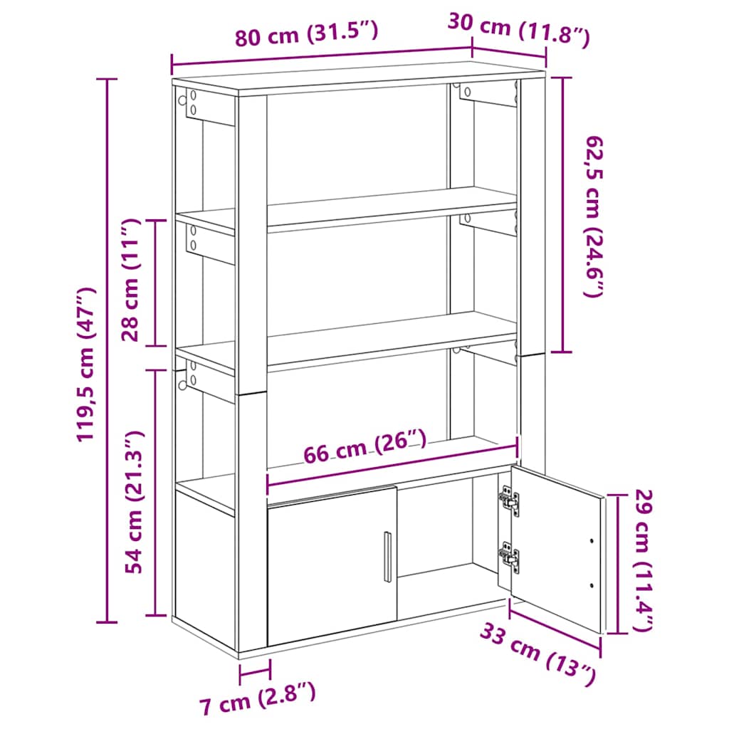 Kreveta Crni hrast 30 x 80 x 119.5 cm Konstruirano drvo