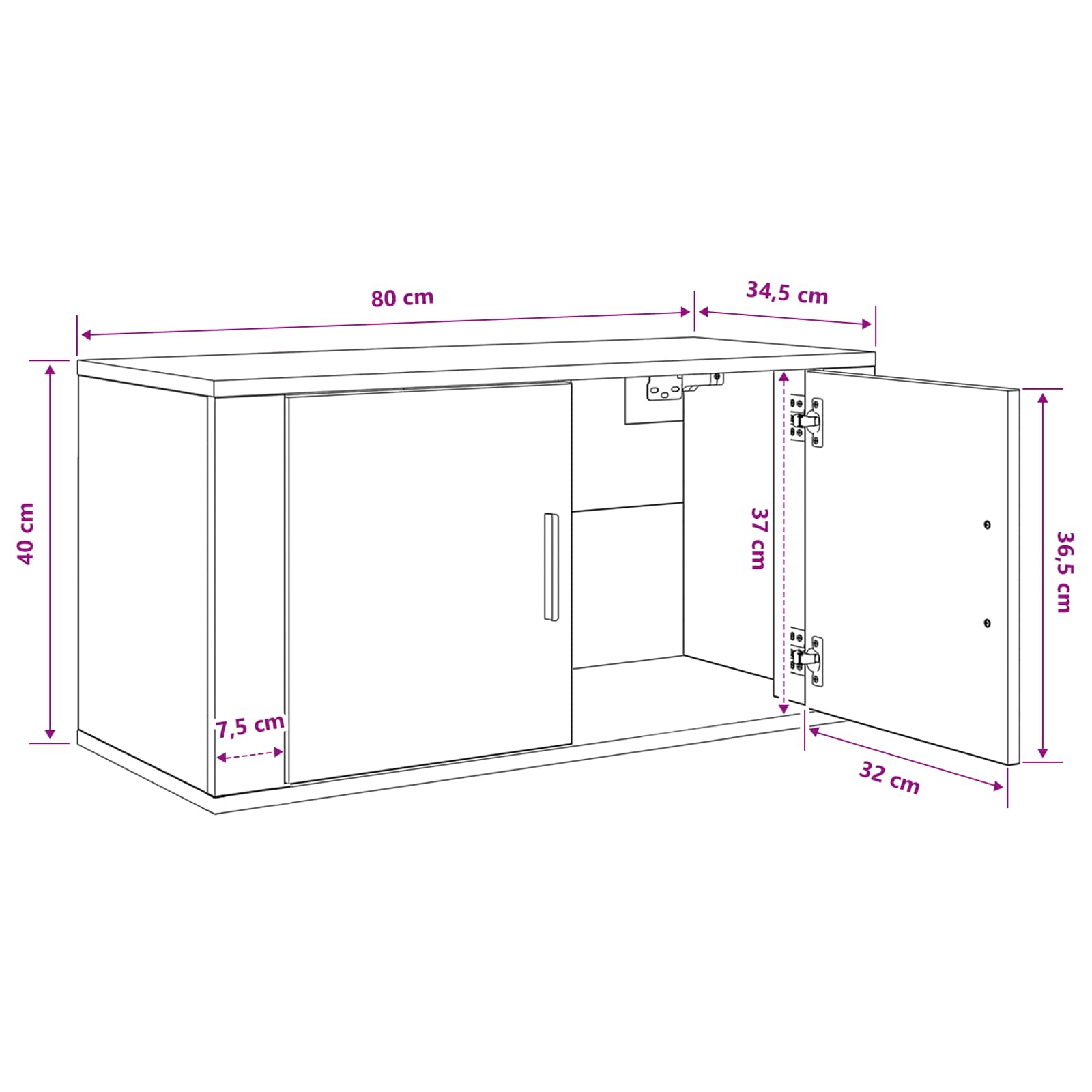 Ormar za TV montiran na zid Zidne Staro drvo 80 x 34.5 x 40 cm