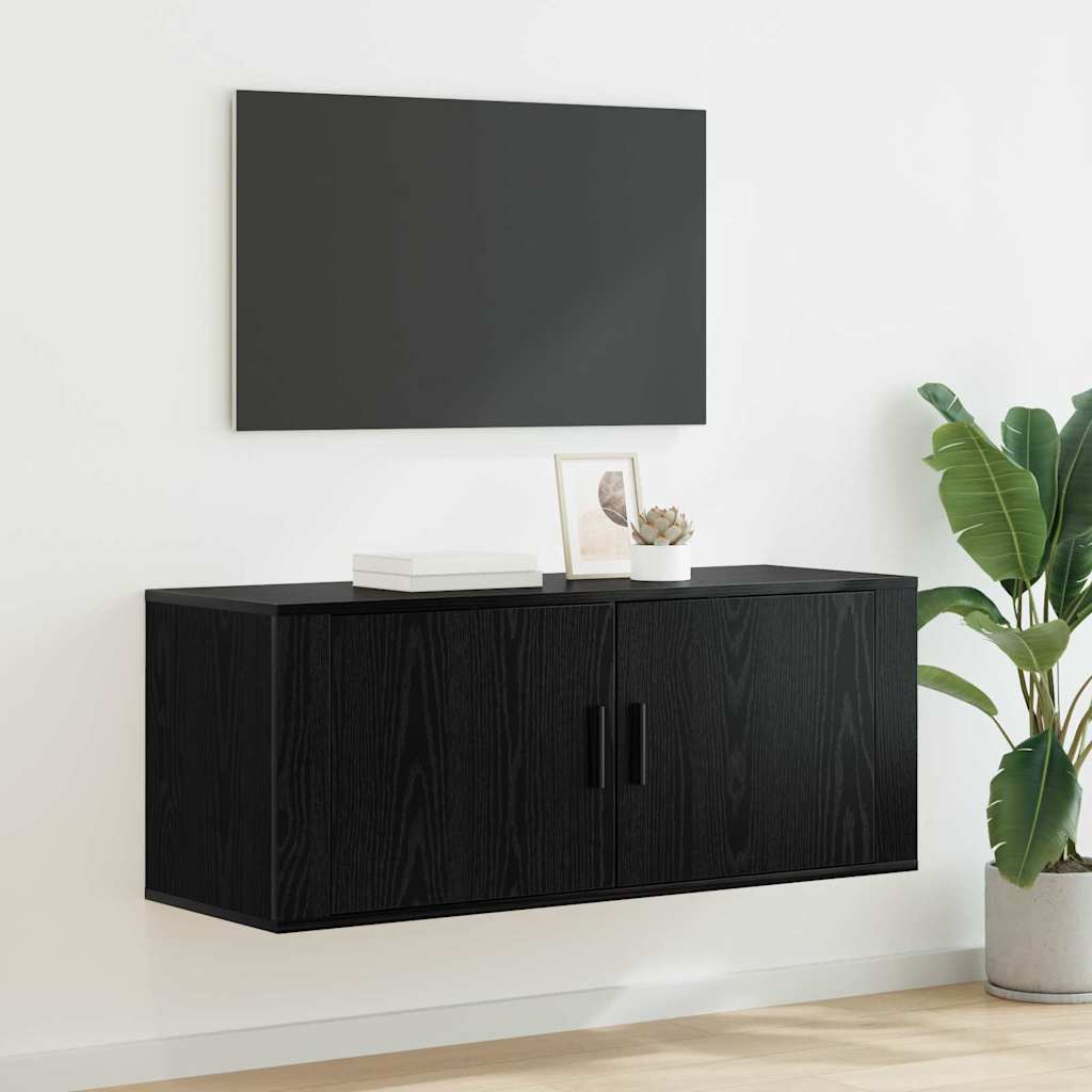 Ormar za TV montiran na zid Zidne Crni hrast 100 x 34,5 x 40 cm
