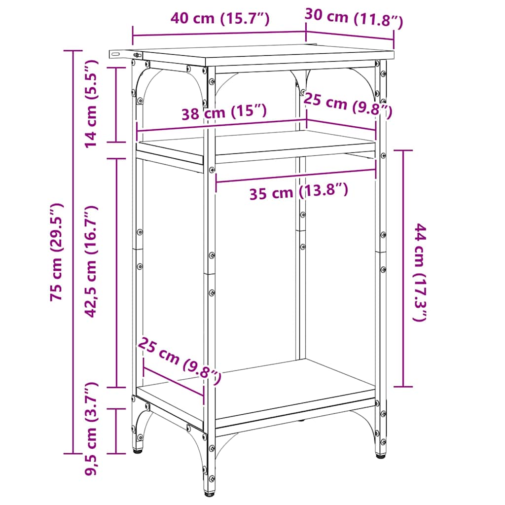 Bocni stol Crni hrast 40 x 30 x 75 cm Konstruirano drvo