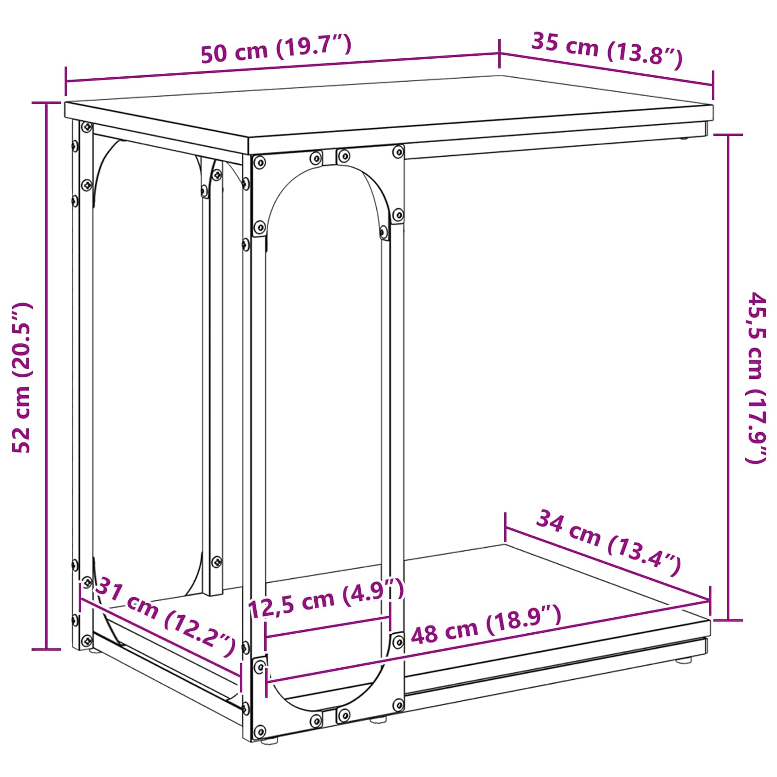 Bocni stol Staro drvo 50 x 35 x 52 cm Konstruirano drvo