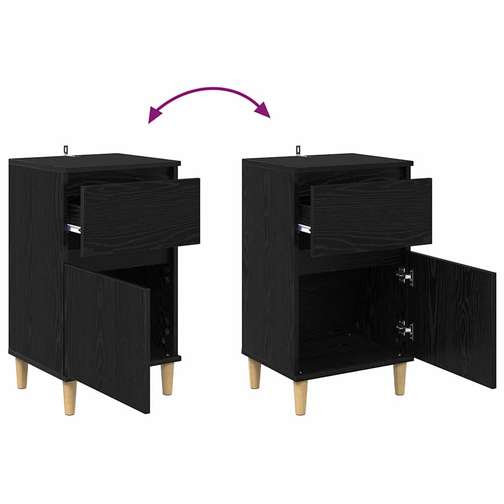 Noćni ormar 2 pcs Crni hrast 40 x 35 x 70 cm Konstruirano drvo
