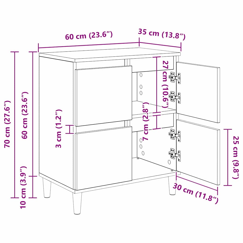 Kreveta Umjetnički hrast 60 x 35 x 70 cm Konstruirano drvo