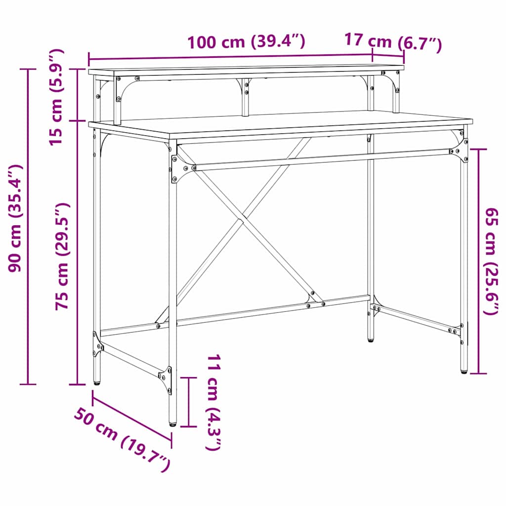 Stol Crni hrast 100 x 50 x 90 cm Konstruirano drvo
