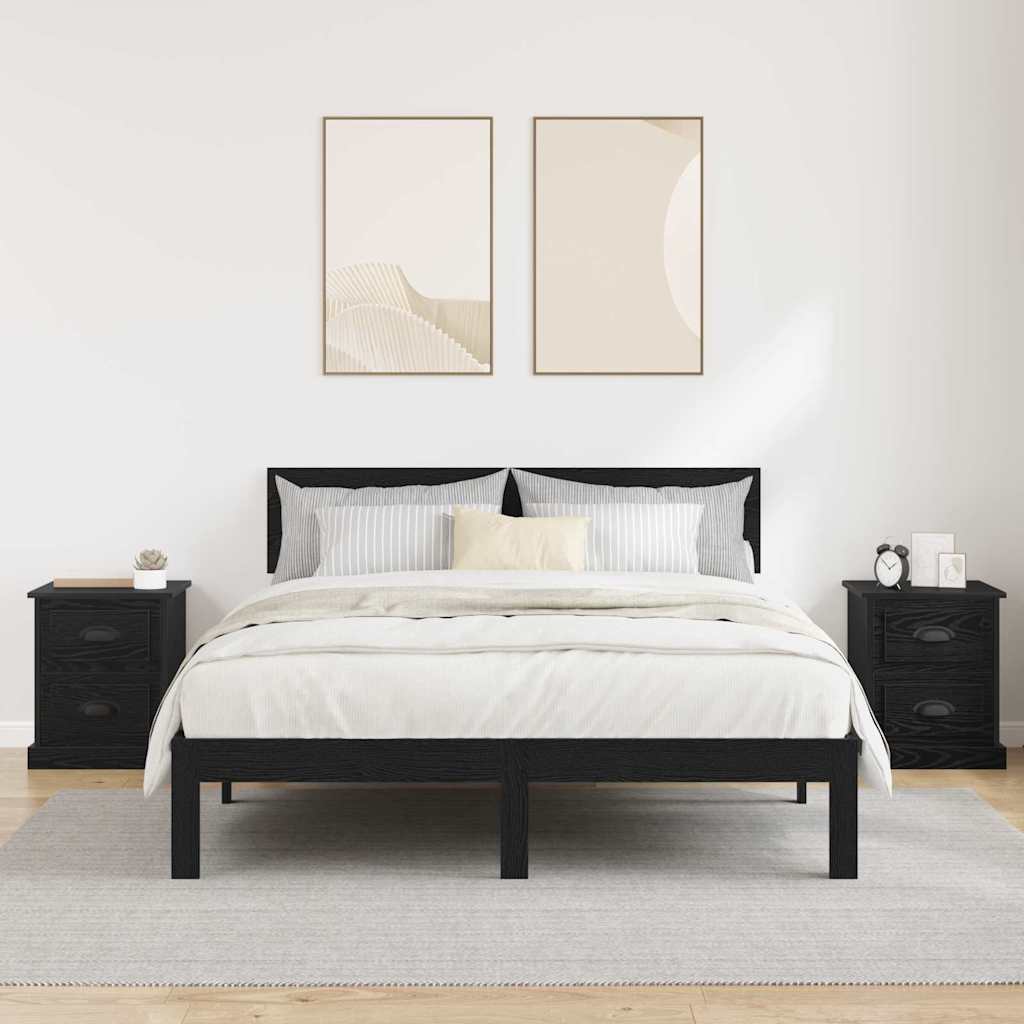 Noćni ormar s ladicama 2 pcs Crni hrast 39 x 39 x 47.5 cm
