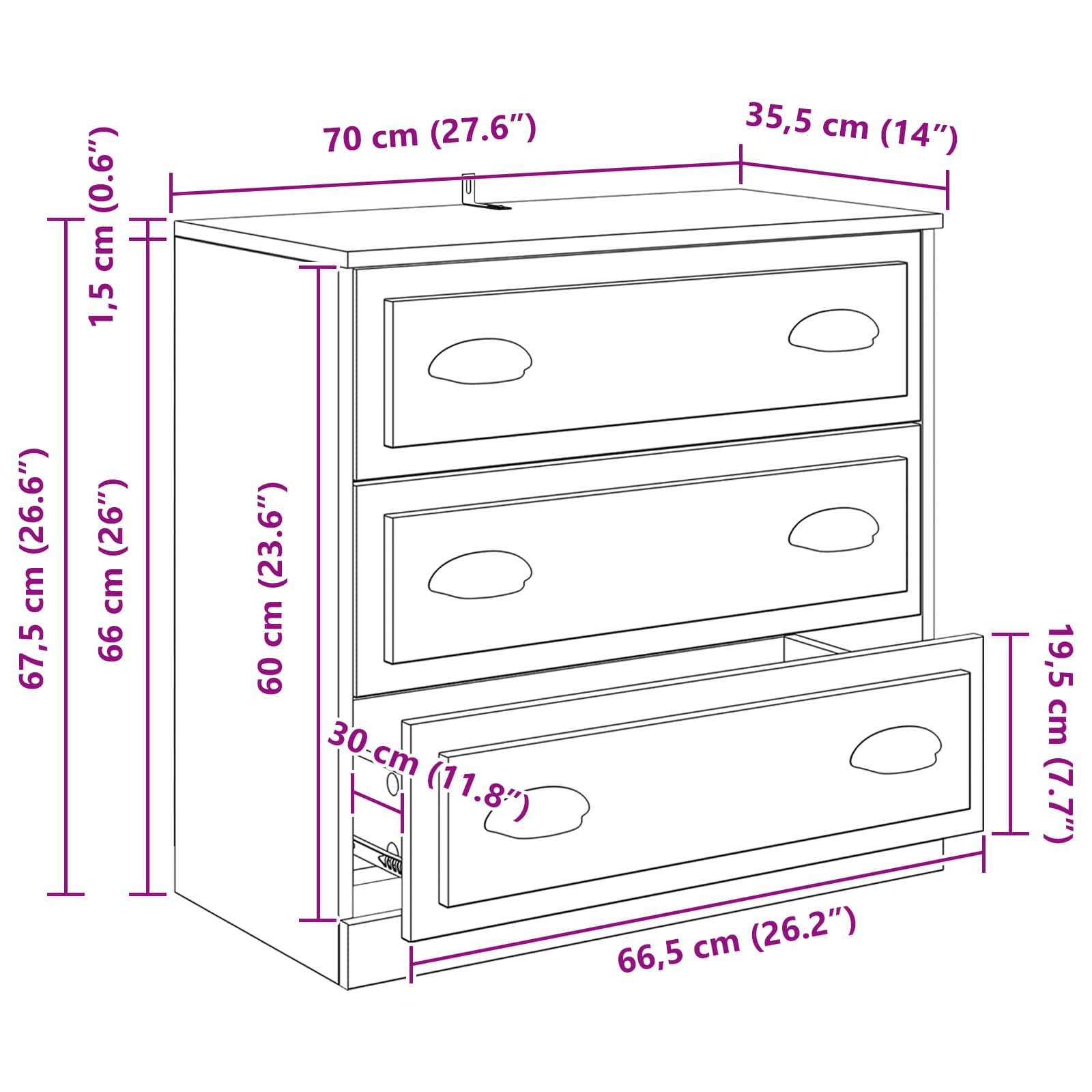 Kreveta Umjetnički hrast 70 x 35,5 x 67,5 cm Konstruirano drvo