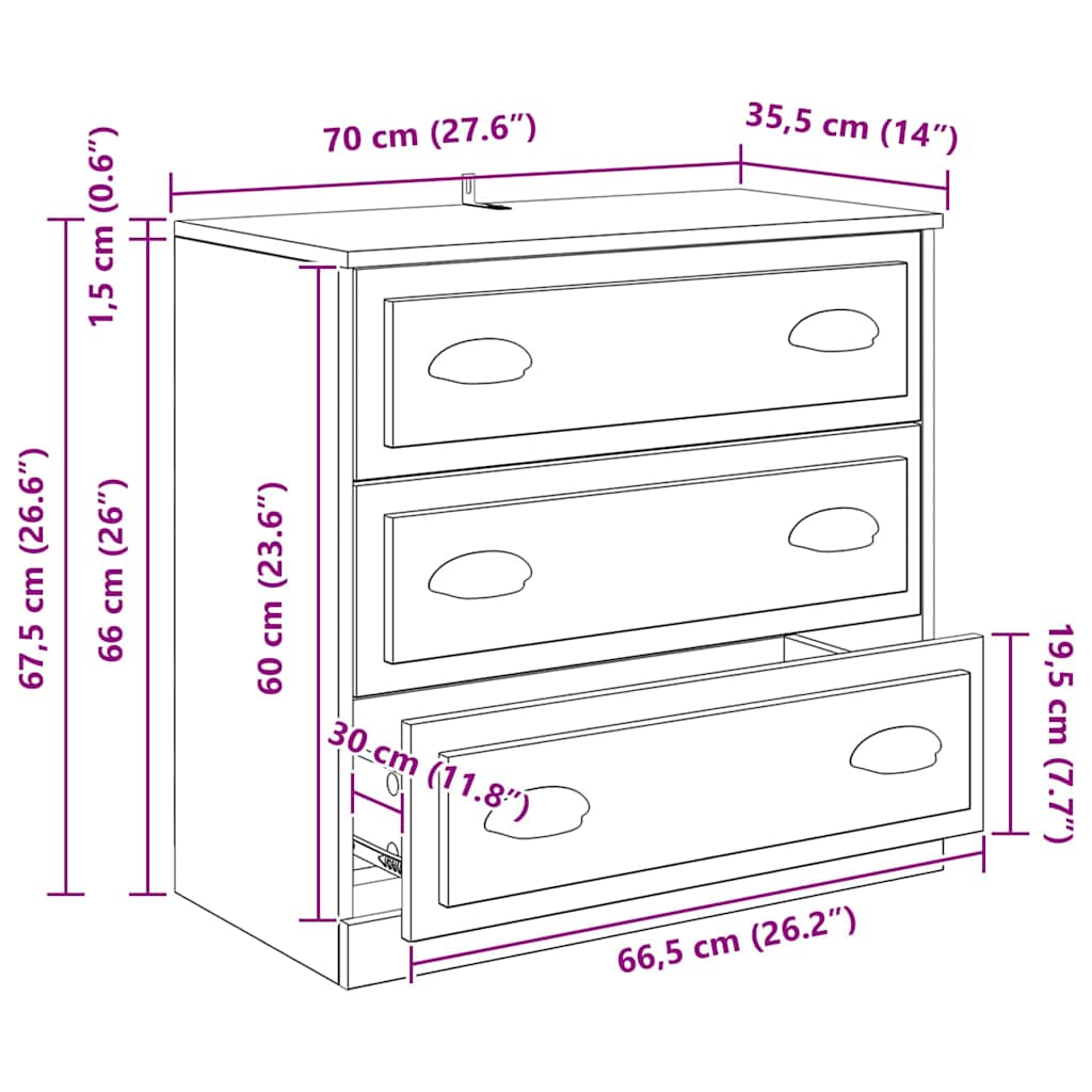 Kreveta Crni hrast 70 x 35,5 x 67,5 cm Konstruirano drvo