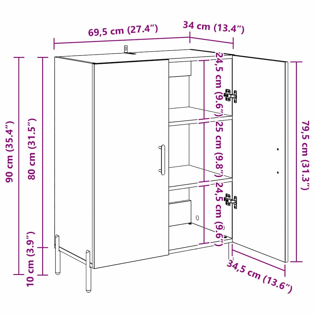 Kreveta Crni hrast 69,5 x 34 x 90 cm Konstruirano drvo
