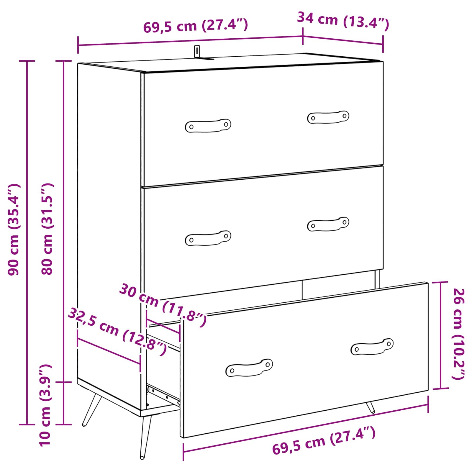 Komoda Staro drvo 69,5 x 34 x 90 cm Konstrukcijsko drvo