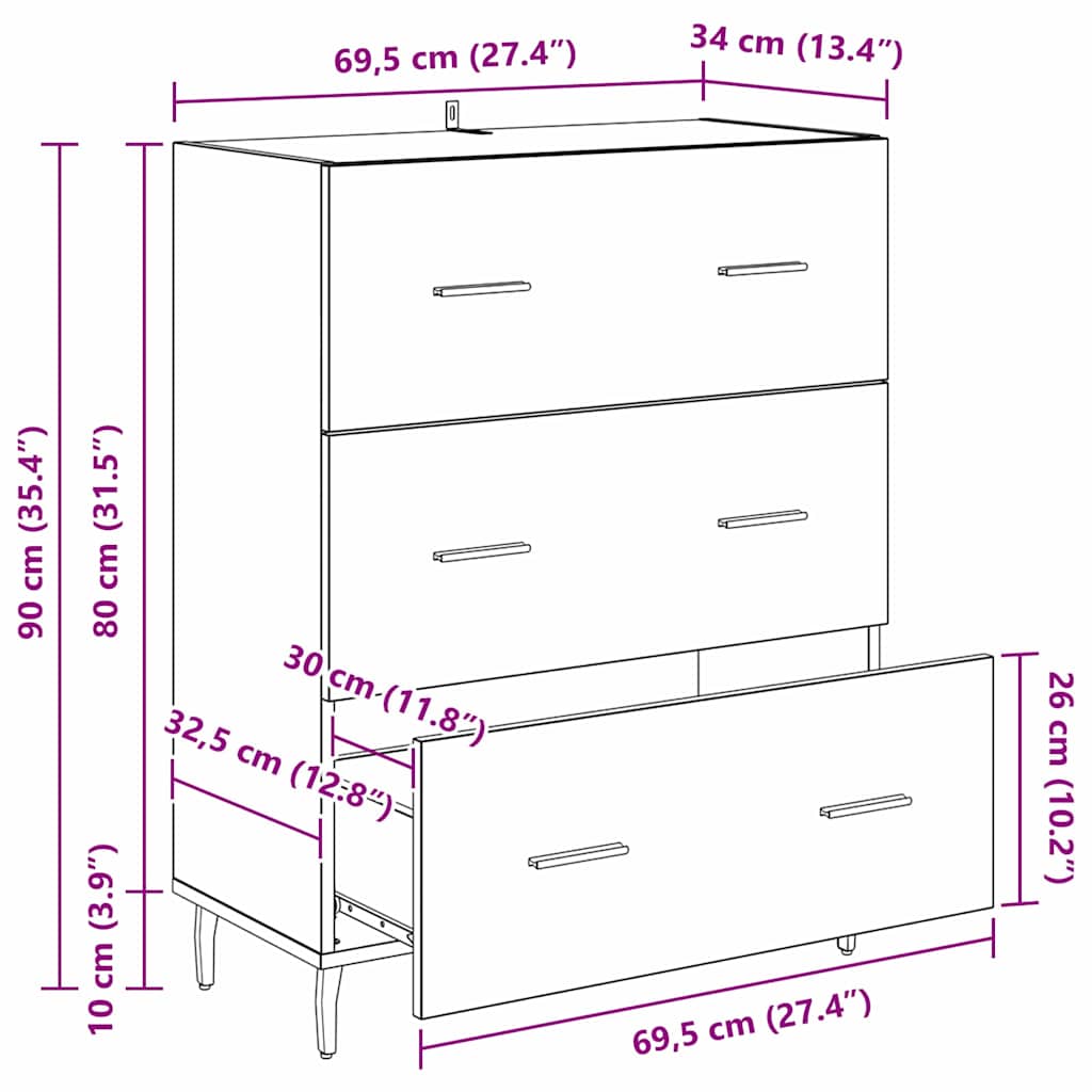 Kreveta Crni hrast 69,5 x 34 x 90 cm Obrađeno drvo i čelik