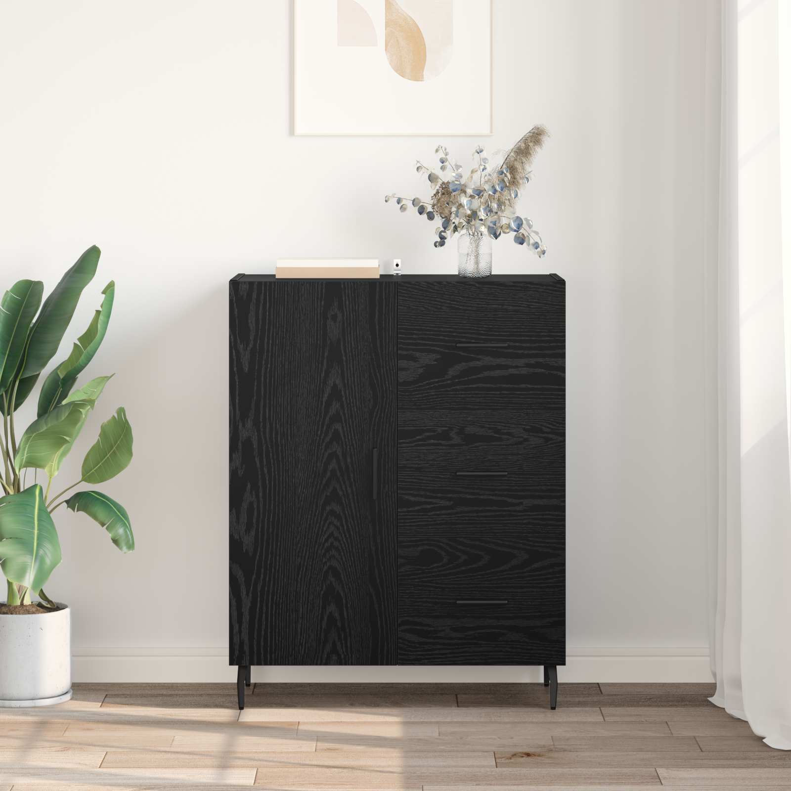 Kreveta Crni hrast 69,5 x 34 x 90 cm Obrađeno drvo i čelik