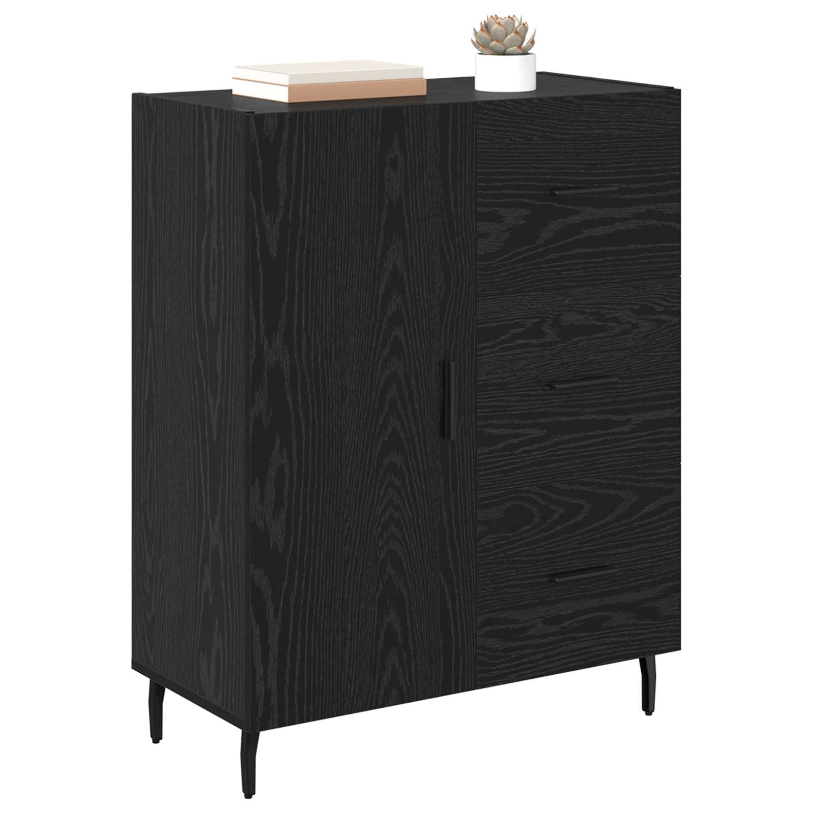 Kreveta Crni hrast 69,5 x 34 x 90 cm Obrađeno drvo i čelik