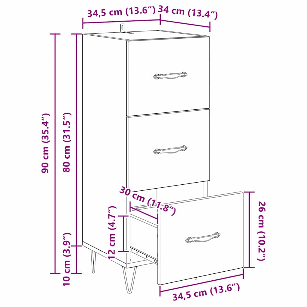 Kreveta Crni hrast 34 x 34.5 x 90 cm Konstruirano drvo