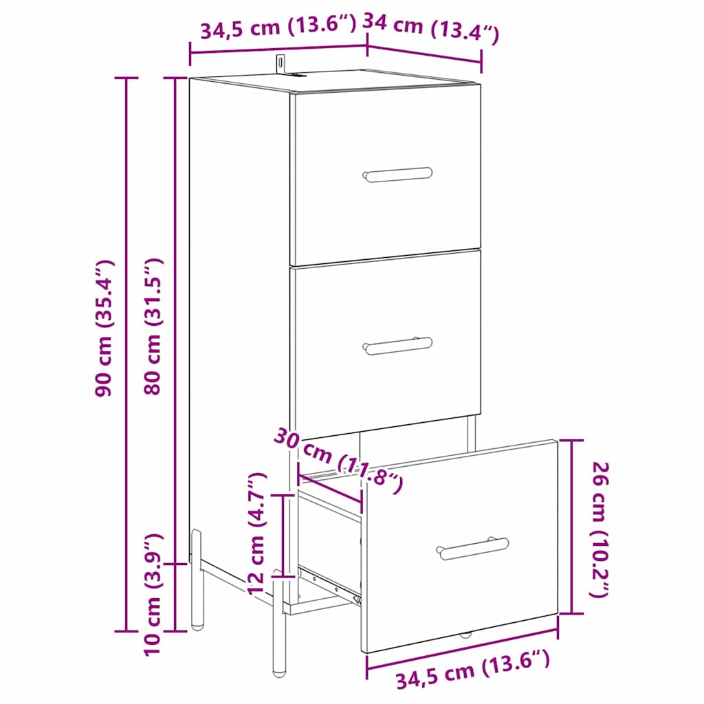 Kreveta Crni hrast 34 x 34.5 x 90 cm Konstruirano drvo