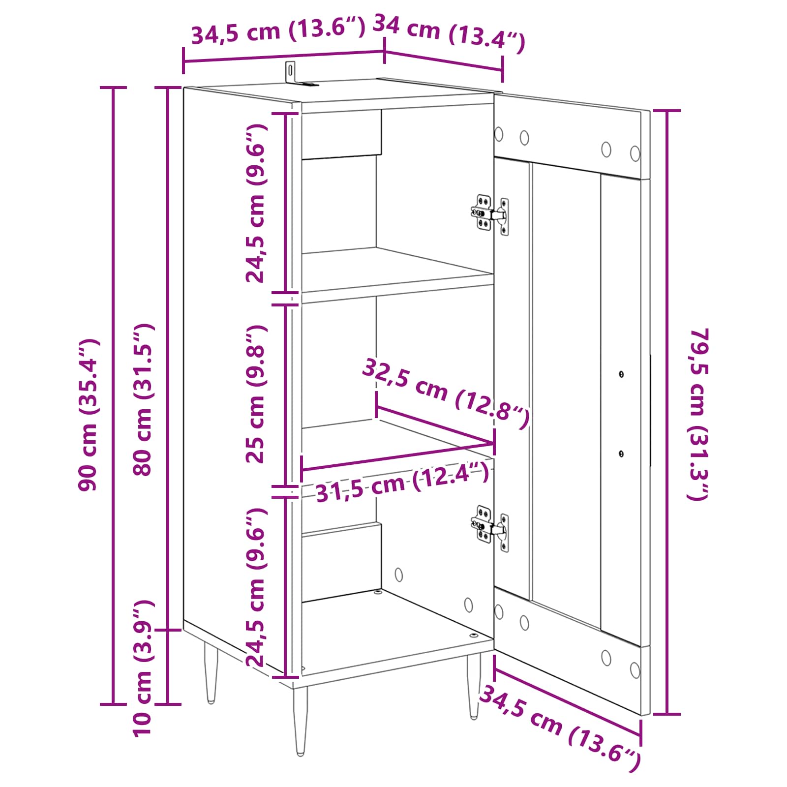 Kreveta Crni hrast 34 x 34.5 x 90 cm Konstruirano drvo