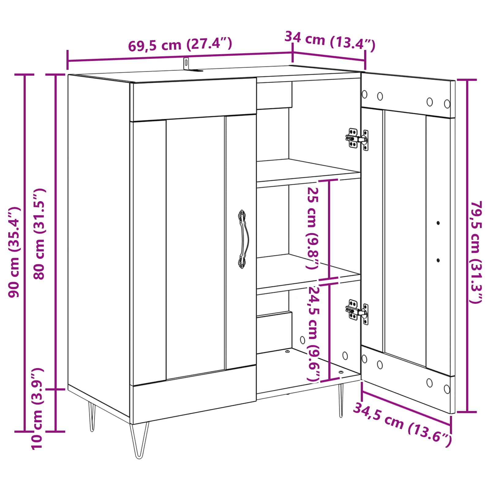 Kreveta Crni hrast 69,5 x 34 x 90 cm Obrađeno drvo i čelik