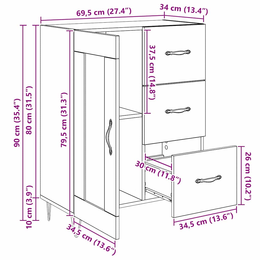 Kreveta Crni Hrast 69,5 x 34 x 90 cm Konstrukcijsko drvo