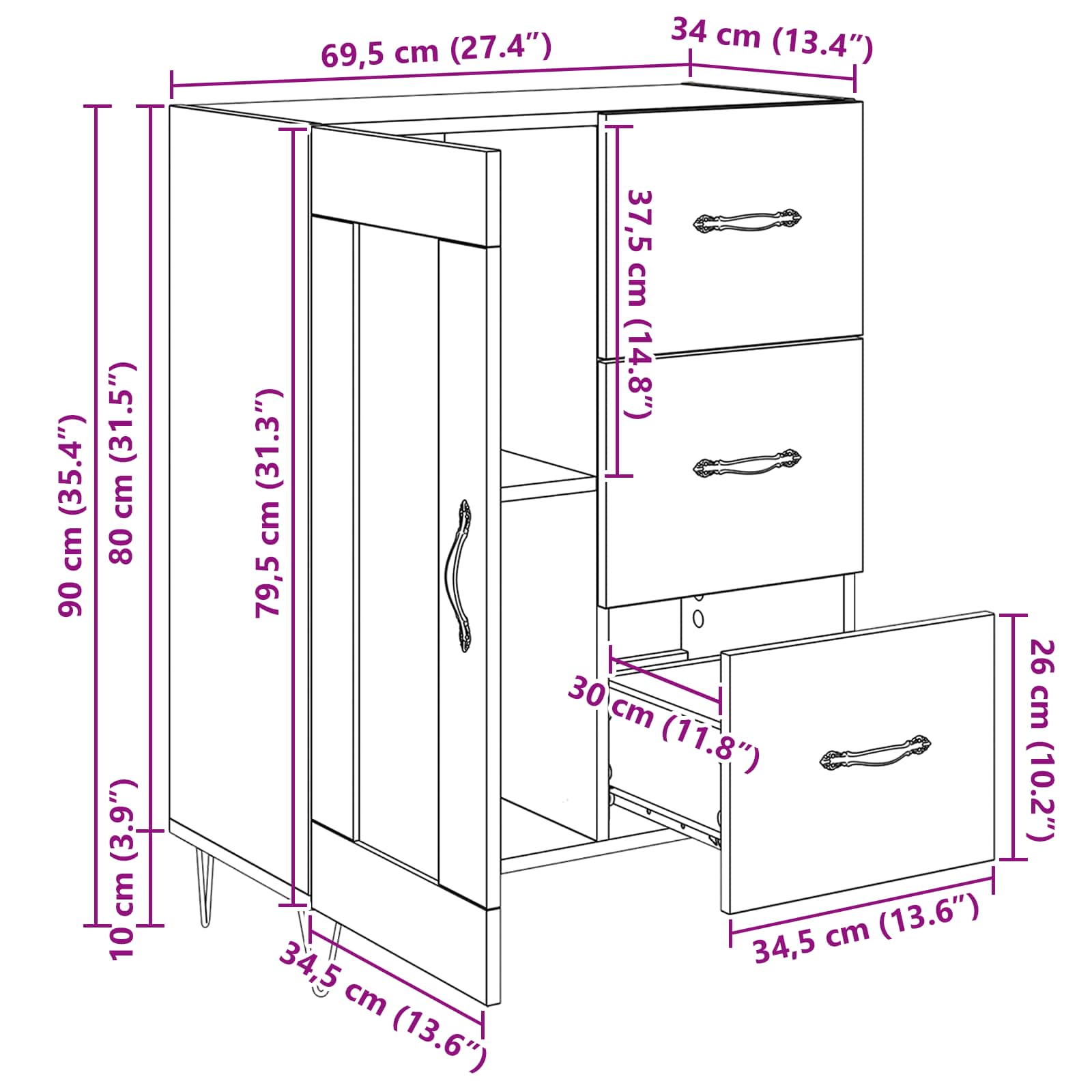 Kreveta Crni Hrast 69,5 x 34 x 90 cm Konstrukcijsko drvo