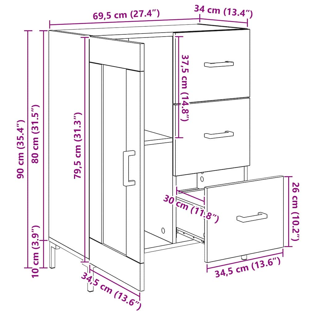 Kreveta Staro drvo 69.5 x 34 x 90 cm Konstruirano drvo