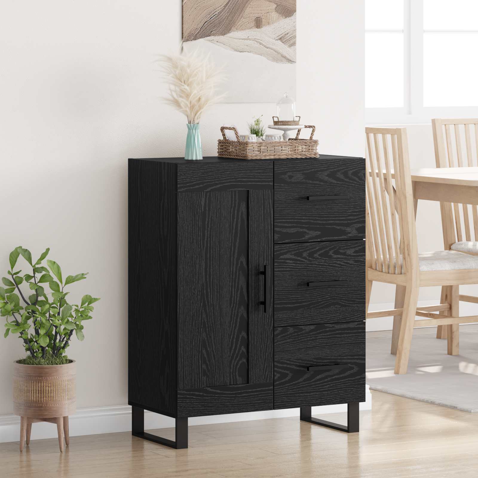 Kreveta Crni hrast 69,5 x 34 x 90 cm Obrađeno drvo i čelik