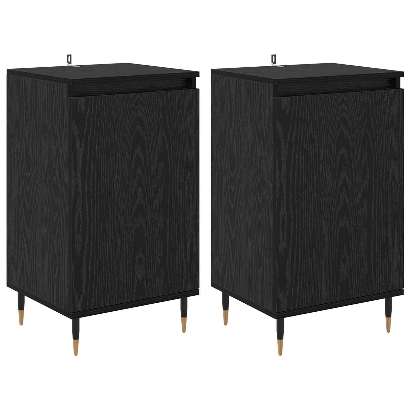 Kreveta 2 pcs Crni hrast 40 x 35 x 70 cm Obrađeno drvo i čelik