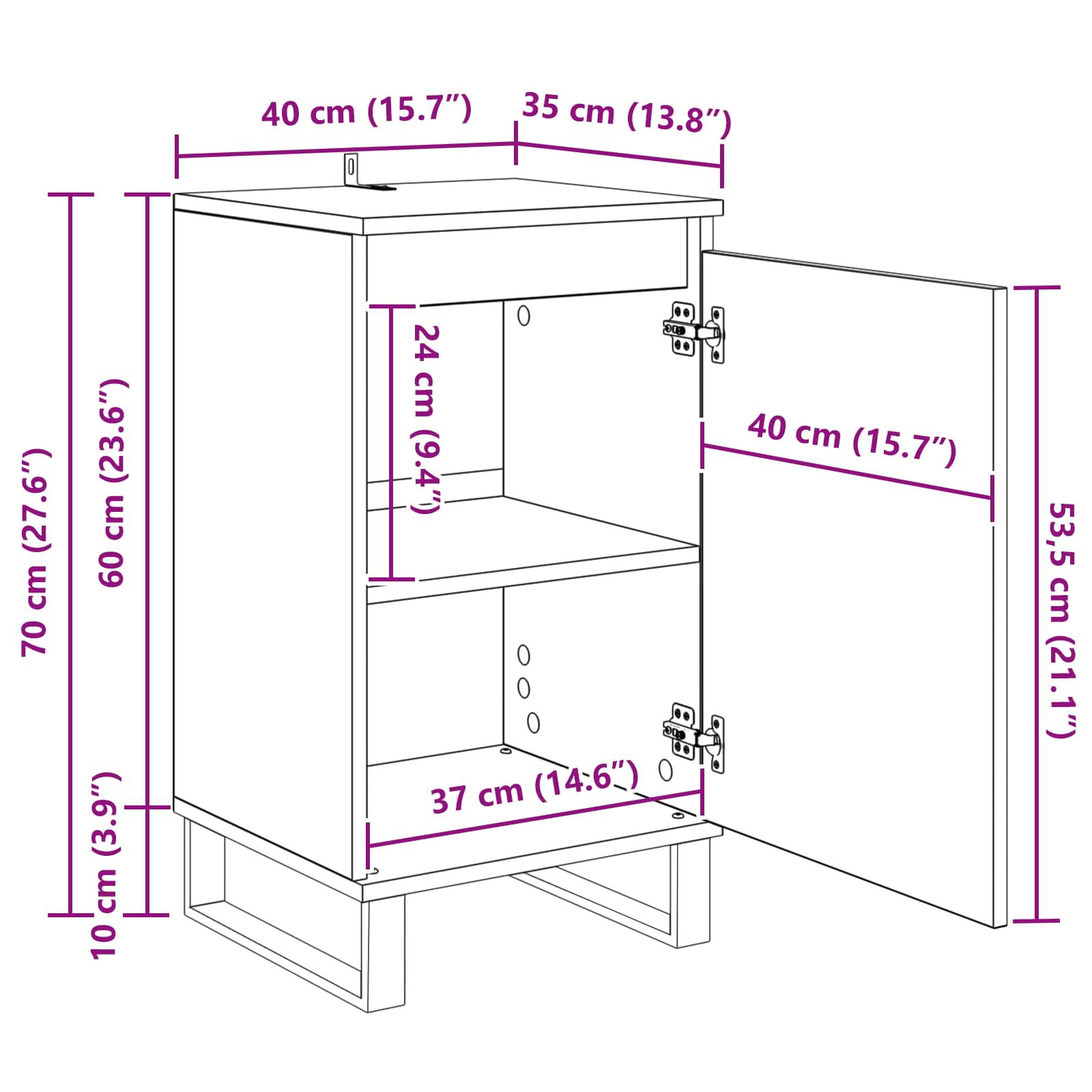 Kreveta Crni hrast 40 x 35 x 70 cm Konstruirano drvo