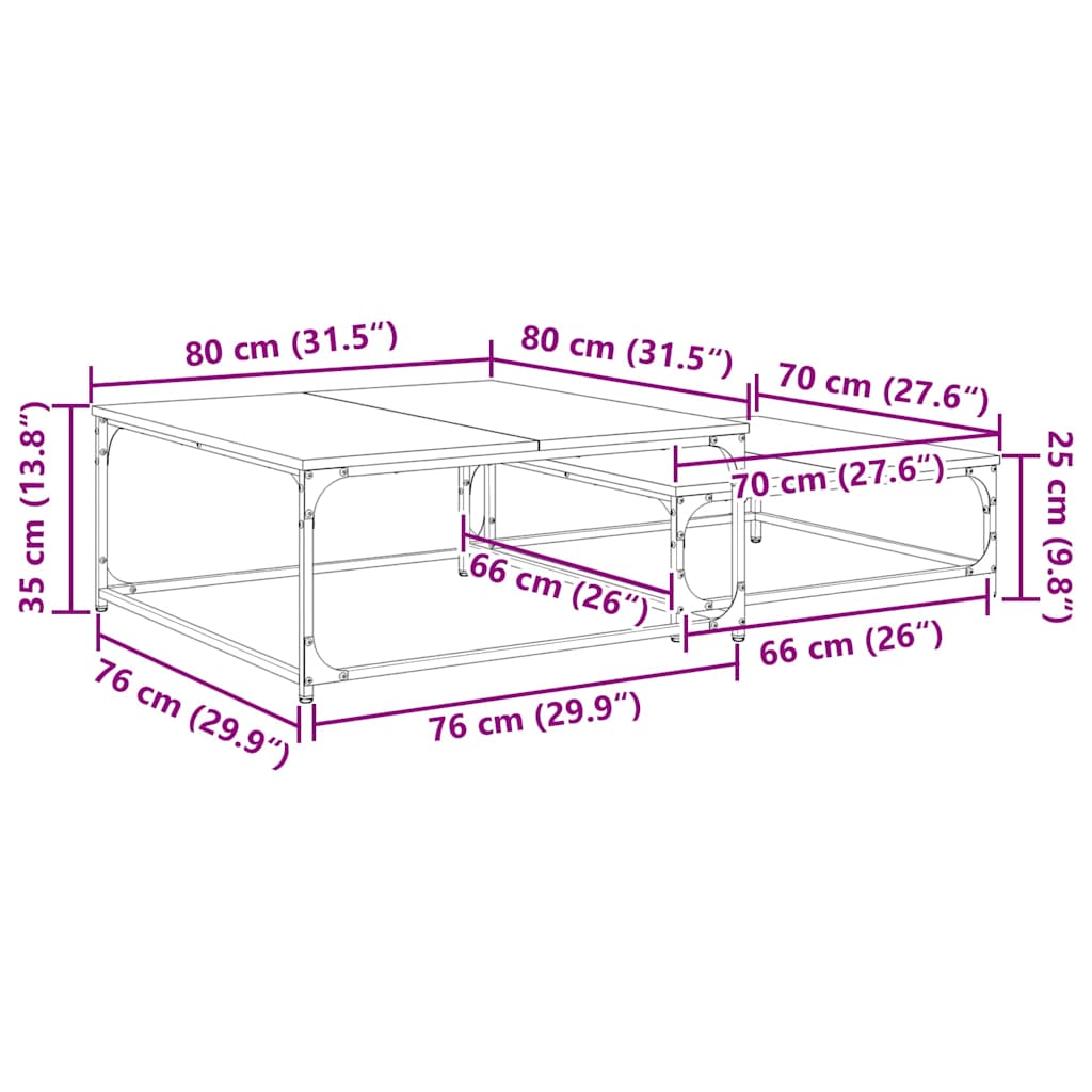Kava Stol 2 pcs Staro drvo Konstruirano drvo