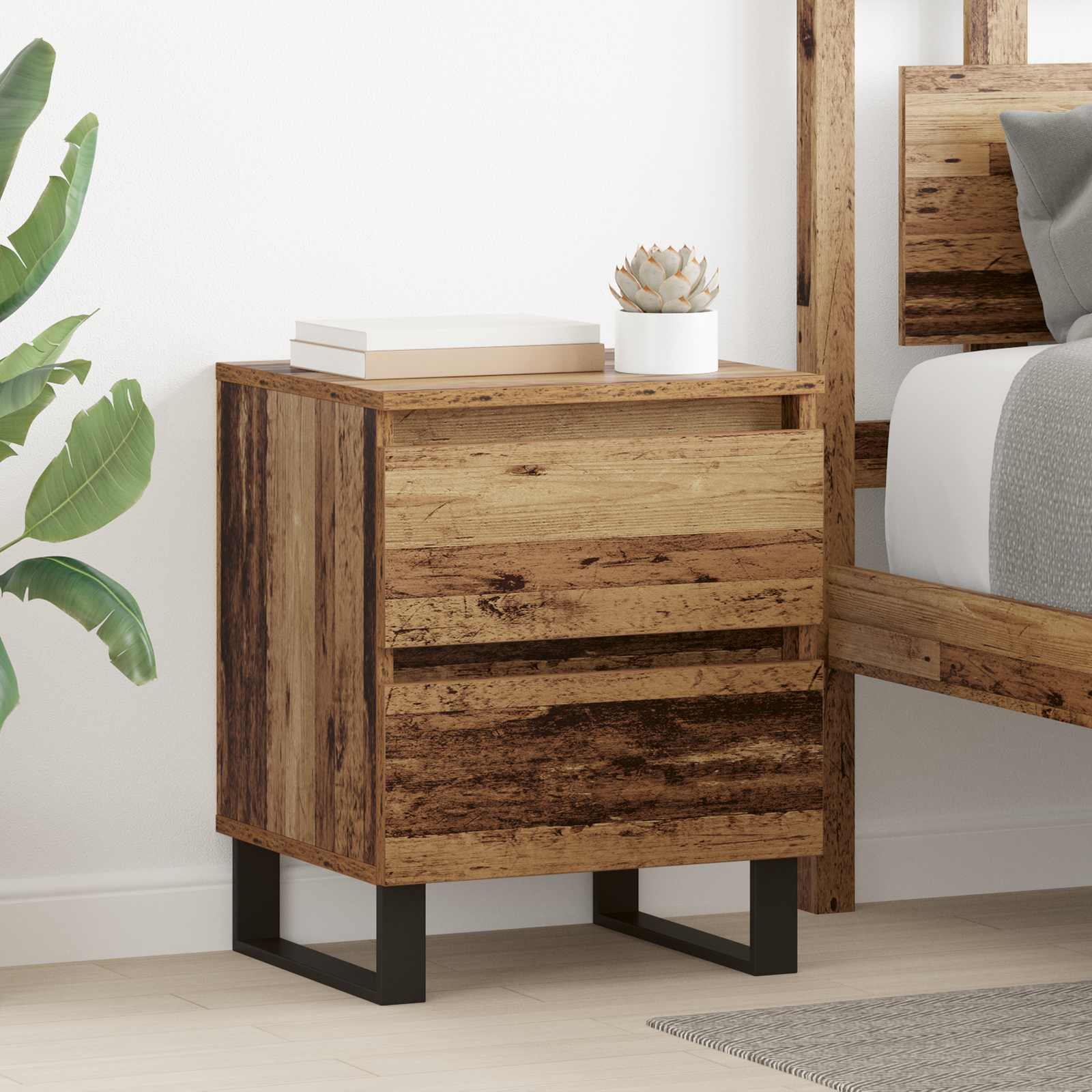 Noćni ormar 2 pcs Staro drvo 40 x 35 x 50 cm Konstruirano drvo