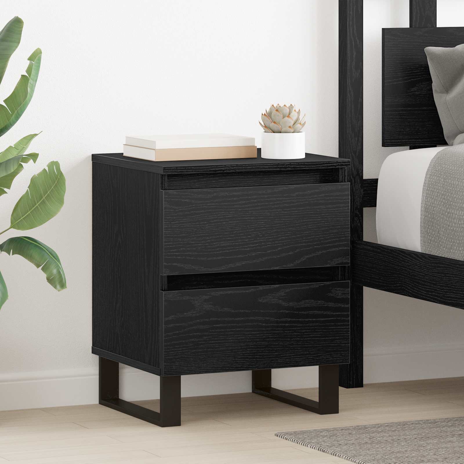 Noćni ormar 2 pcs Crni hrast 40 x 35 x 50 cm Konstruirano drvo