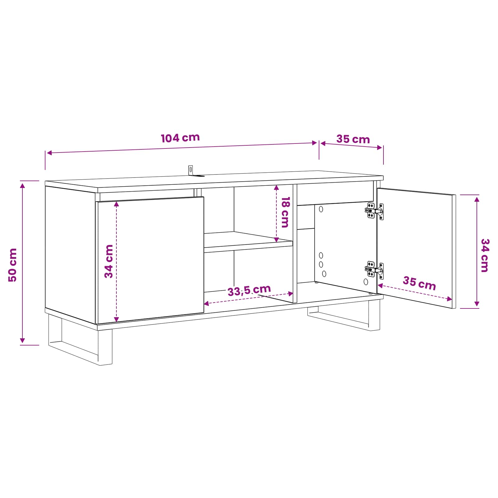 TV ormar Crni hrast 104 x 35 x 50 cm Konstruirano drvo