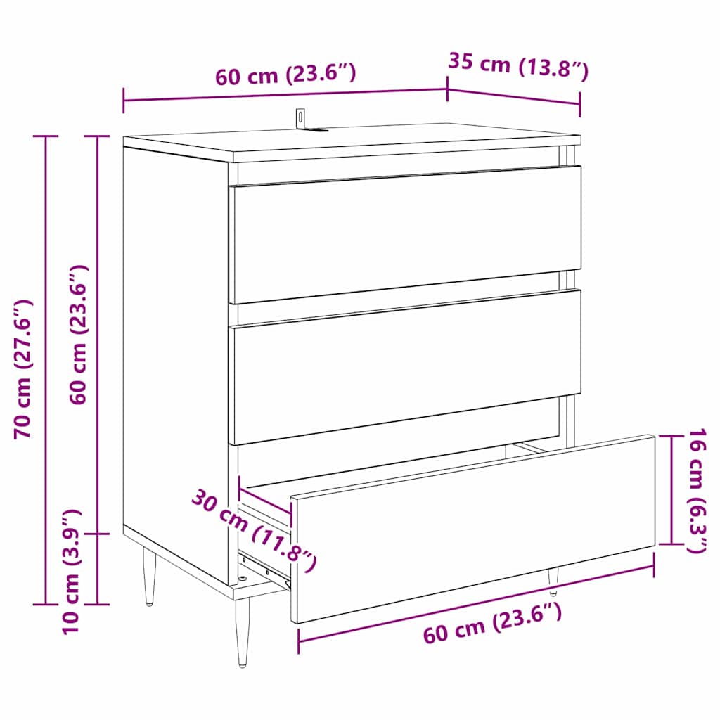 Kreveta s ladicama Crni hrast 60 x 35 x 70 cm Konstruirano drvo