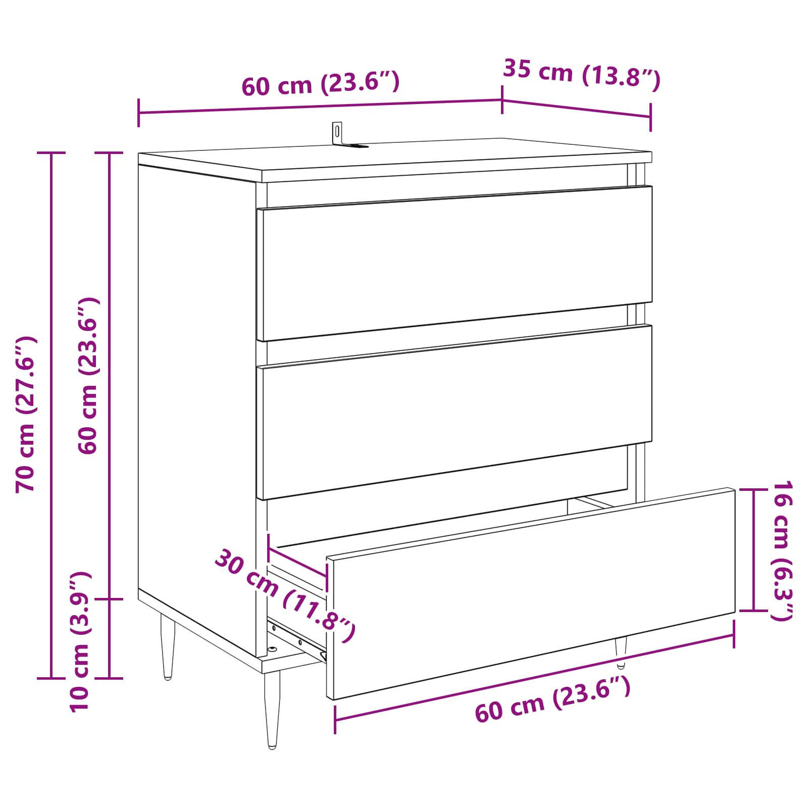 Kreveta s ladicama Crni hrast 60 x 35 x 70 cm Konstruirano drvo
