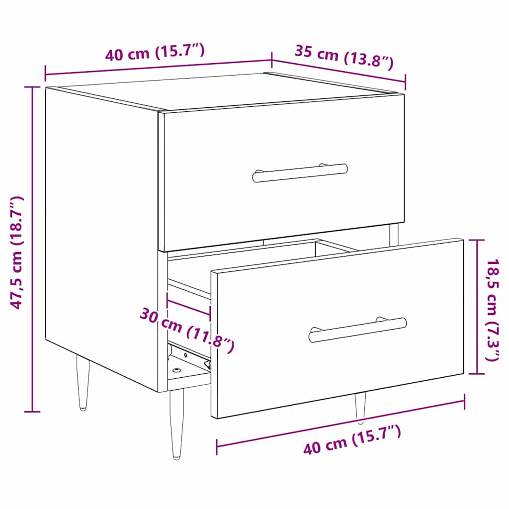 Noćni ormar Crni hrast 40 x 35 x 47,5 cm Konstruirano drvo