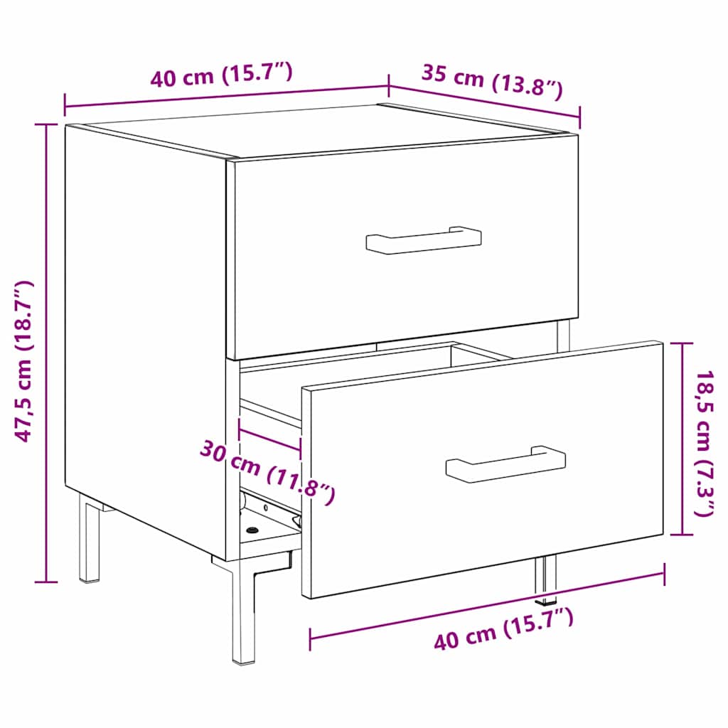 Noćni ormar Crni hrast 40 x 35 x 47,5 cm Konstruirano drvo