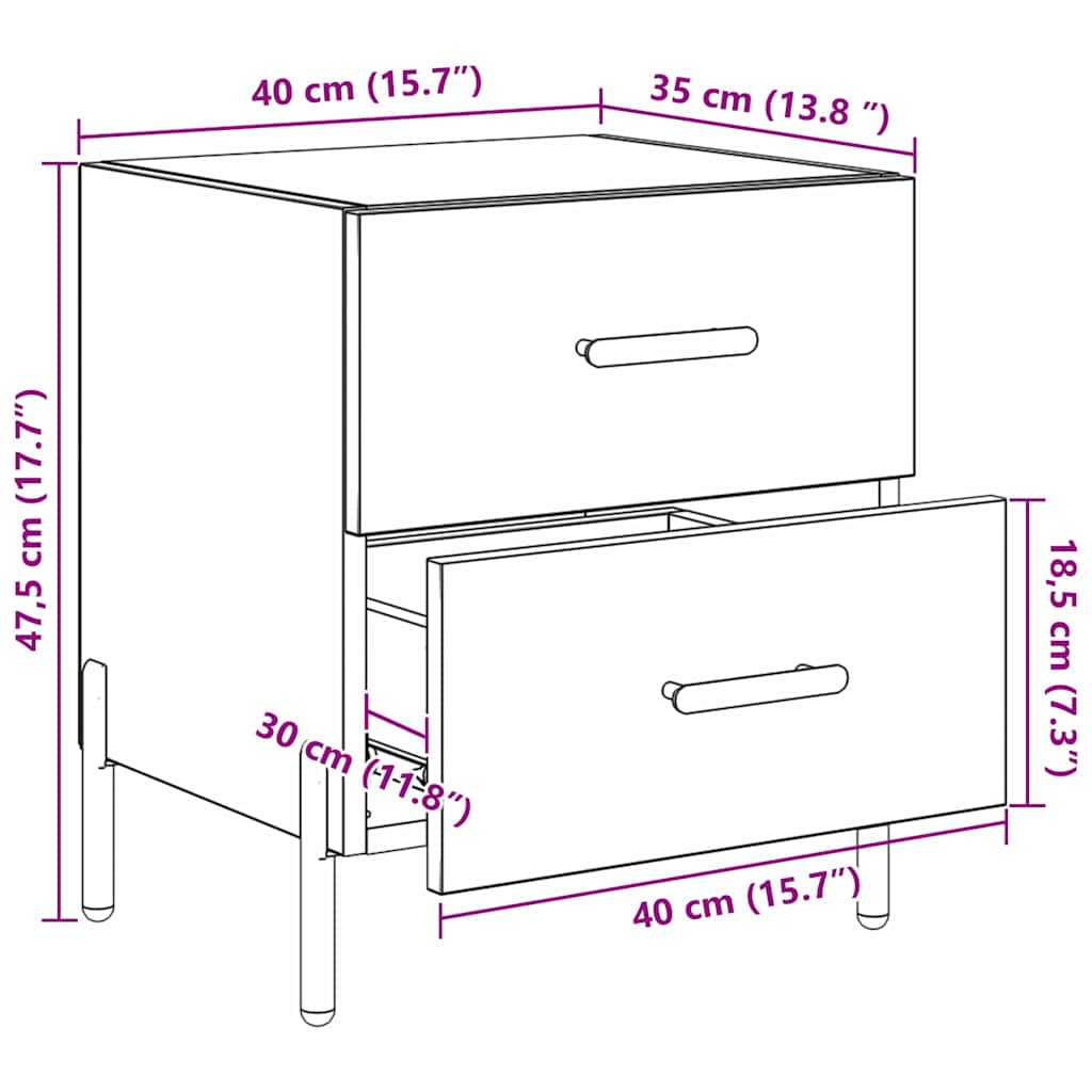 Noćni ormar Crni hrast 40 x 35 x 47,5 cm Konstruirano drvo