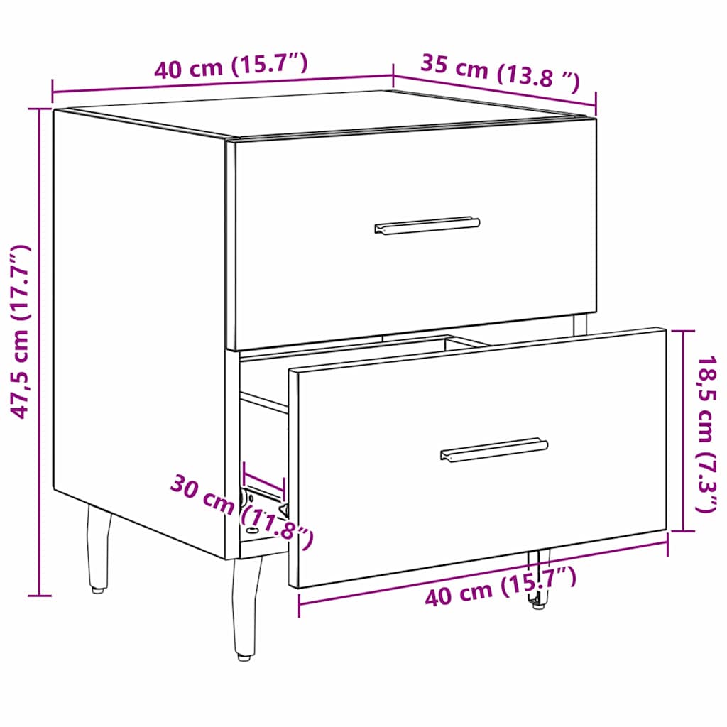Noćni ormar Crni hrast 40 x 35 x 47,5 cm Konstruirano drvo