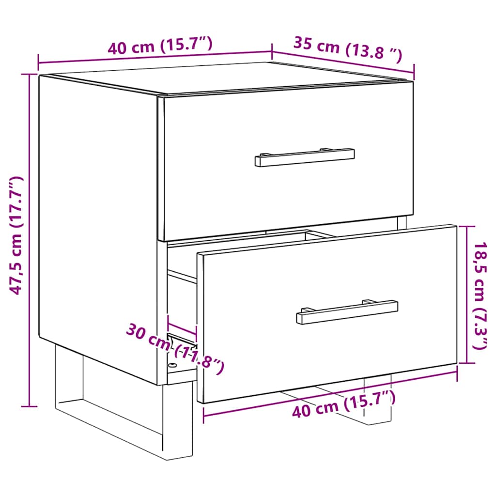 Noćni ormar Staro drvo 40 x 35 x 47,5 cm Konstruirano drvo