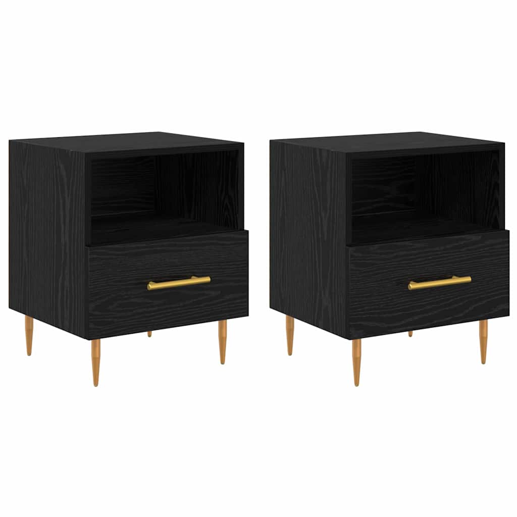 Noćni ormarić 2 pcs Crna 40 x 35 x 47,5 cm Konstruirano drvo